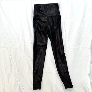 Aerie Black Marbled Metallic High-Waisted Leggings